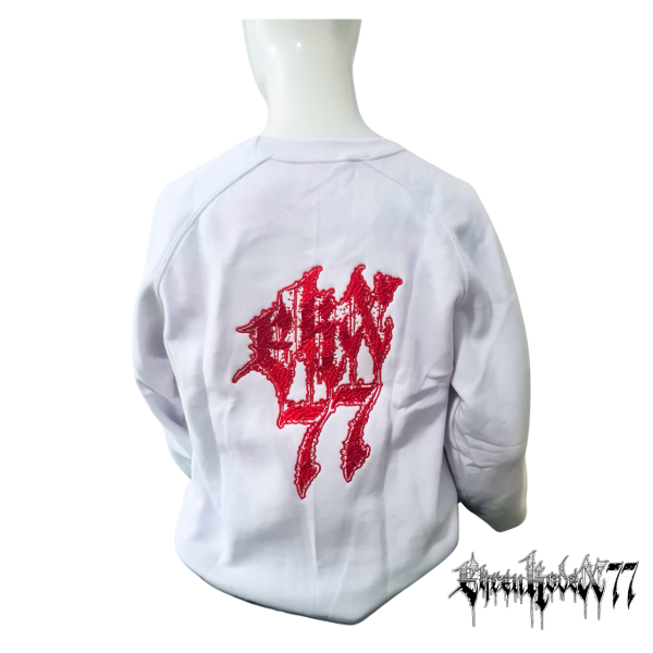 Pullover "Ehrenkodex77", weiß,  Schriftzug gestickt